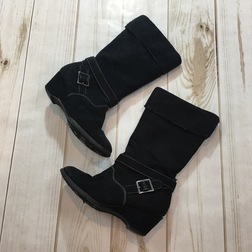 First Kiss Black suede zip up boots, Girls Size 13